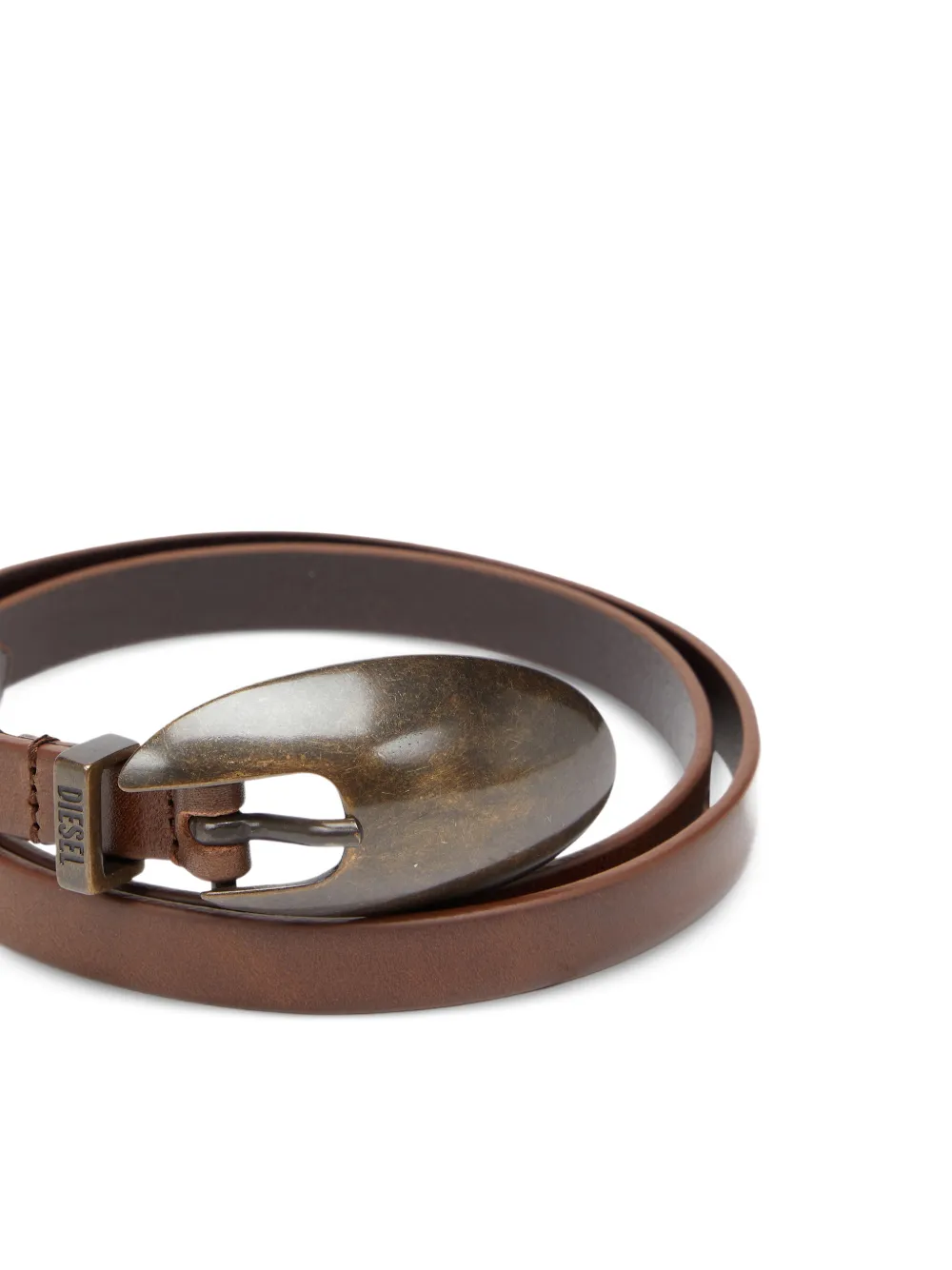 Diesel Riem met sculpturale gesp Bruin