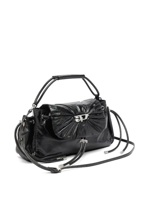 DIESEL 黒レザー ハンドバッグ Diesel Scrunch-D レザーハンドバッグ | ブラック | FARFETCH JP