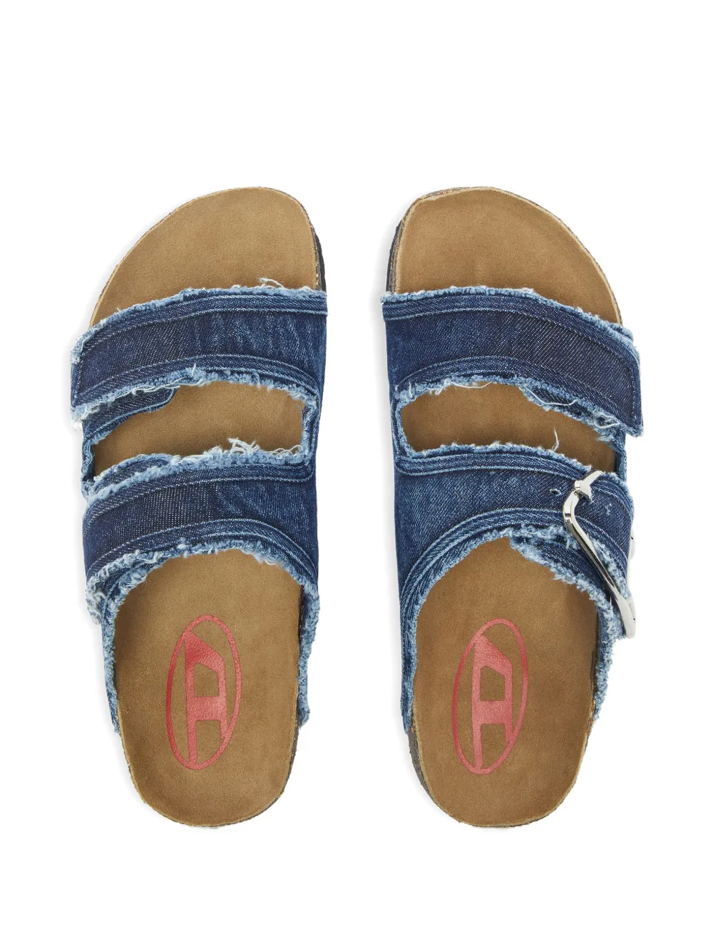 Diesel Gerafelde sandalen met D-gesp Blauw