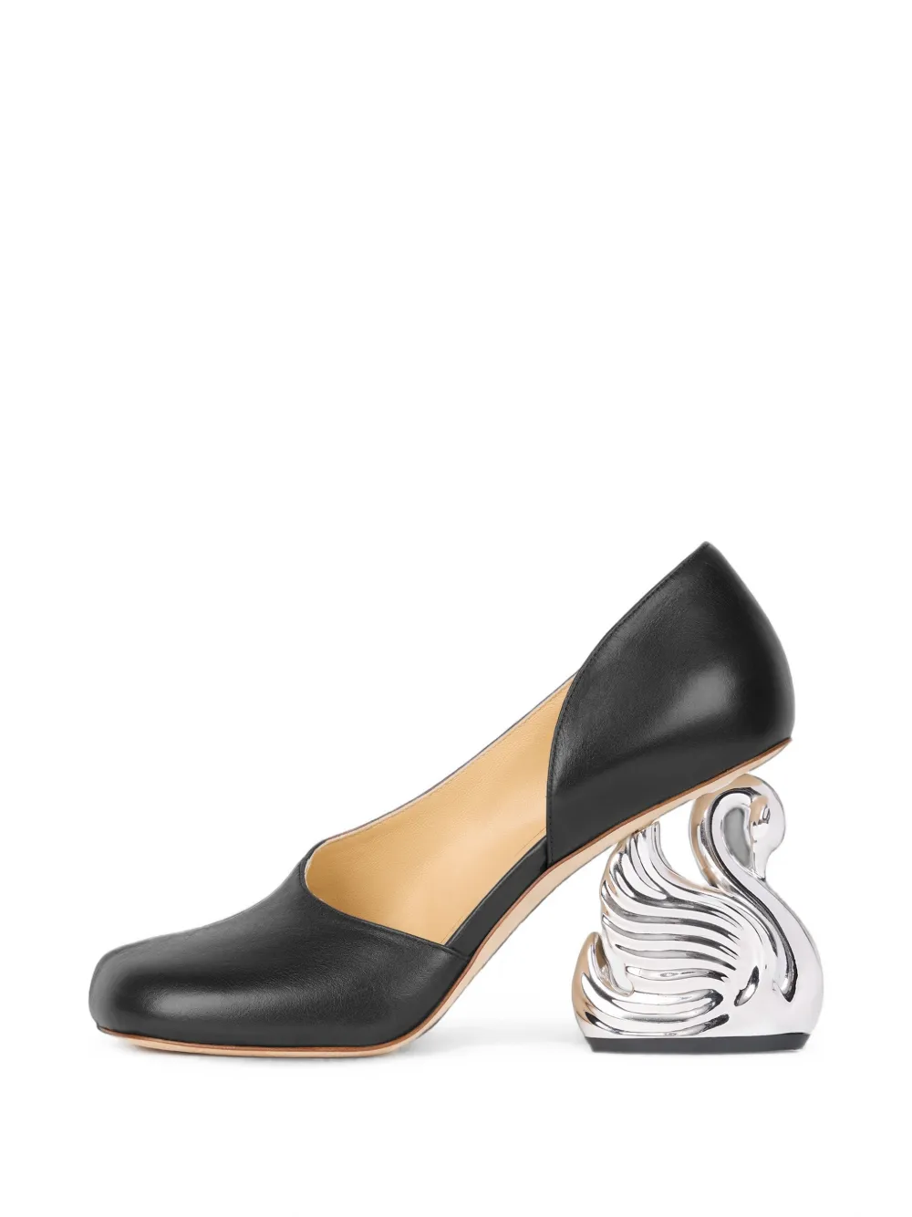 A.W.A.K.E. Mode Christine Cousin Swan-heel Pumps in Black, view 4