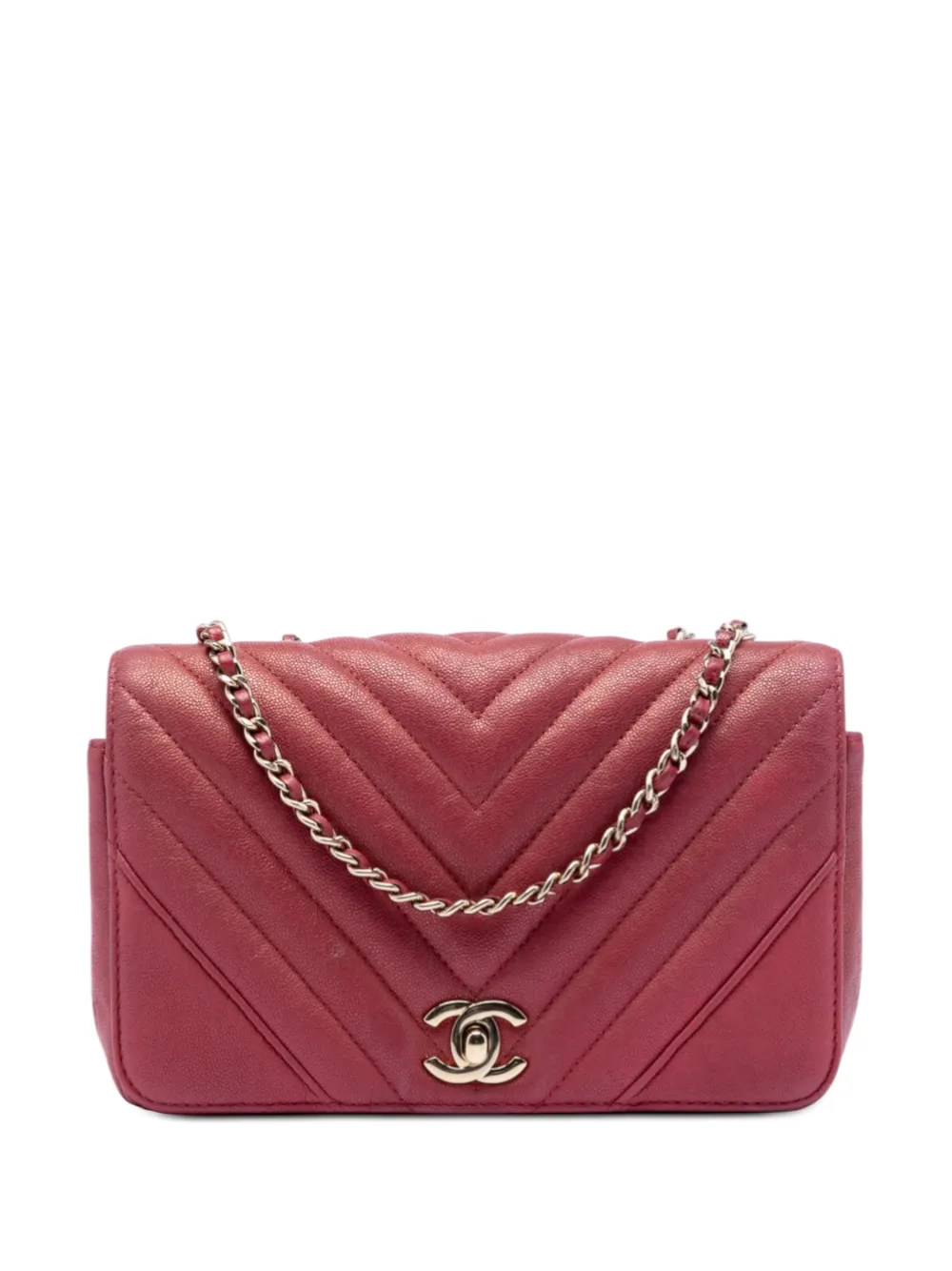 CHANEL Pre-Owned 2019 Small Chevron Caviar Statement Flap shoulder bag - Rosso