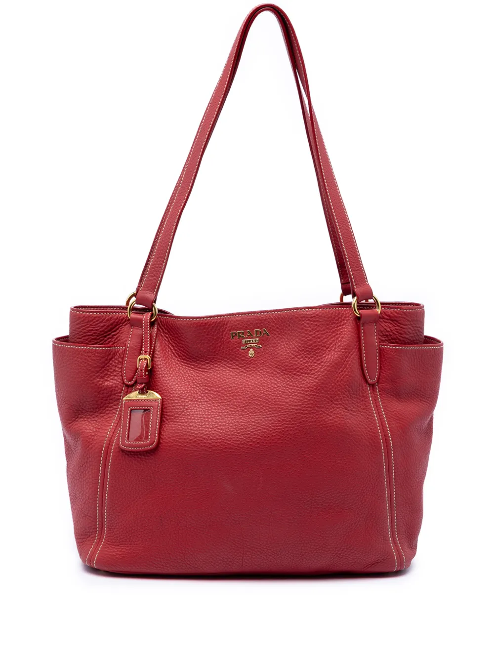Prada Pre-Owned 2010-2026 VItello Daino Double Pocket tote bag - Rosso