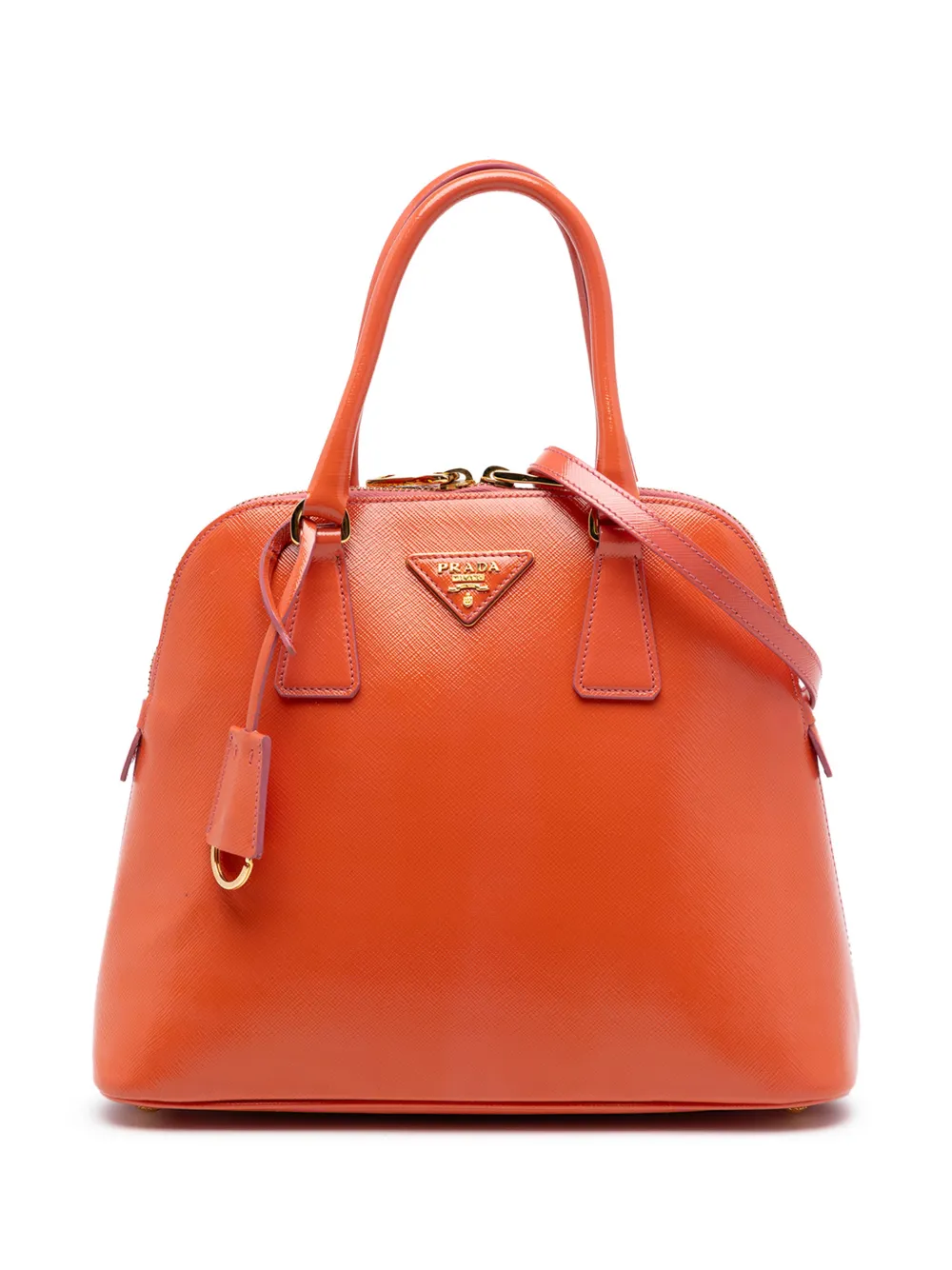 Prada Pre-Owned 2010-2026 Saffiano Vernice Dome satchel - Arancione