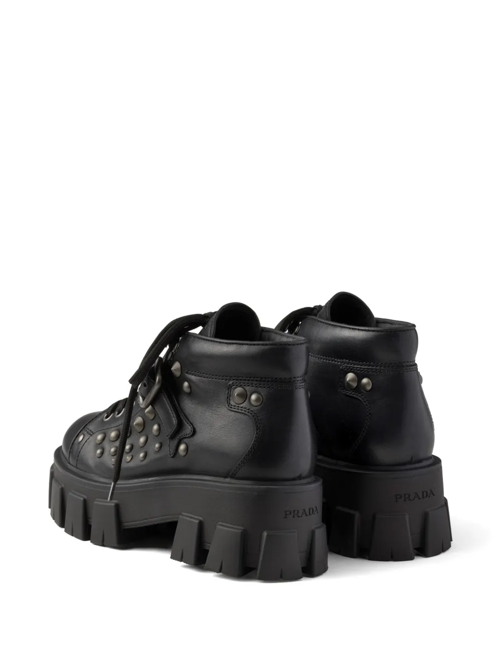 Prada モノリス スタッズ レザーブーツ | ブラック | FARFETCH JP