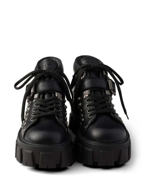 Prada モノリス スタッズ レザーブーツ | ブラック | FARFETCH JP