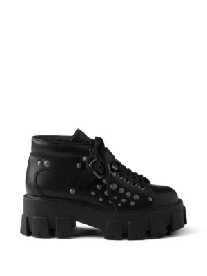 Prada メッシュ コンバットブーツ | ブラック | FARFETCH JP