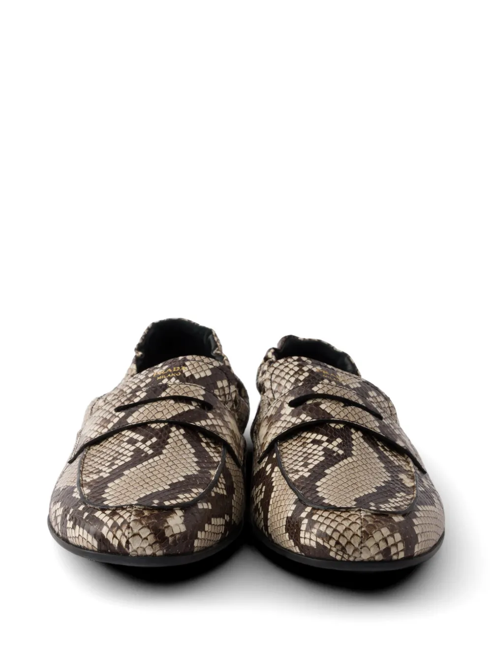 Prada Shuffle Ayers leren loafers met print Bruin