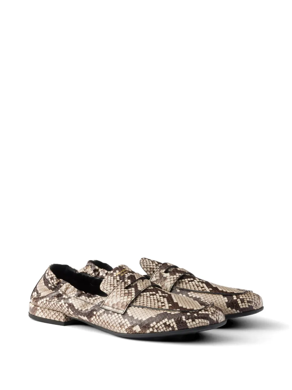 Prada Shuffle Ayers leren loafers met print Bruin