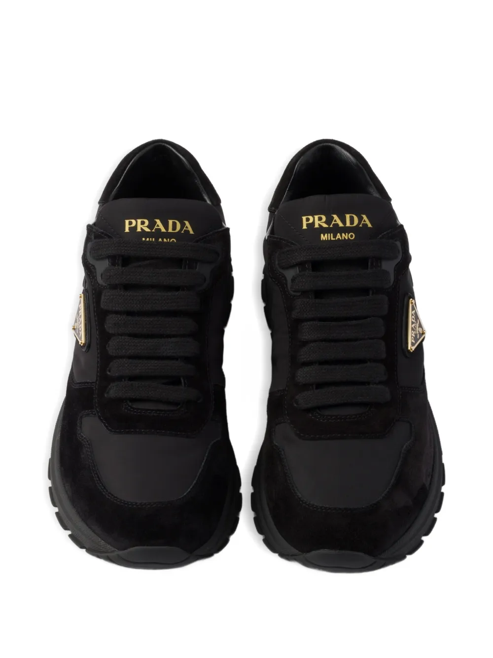 Prada Prax 2.0 Re-Nylon suède sneakers Zwart