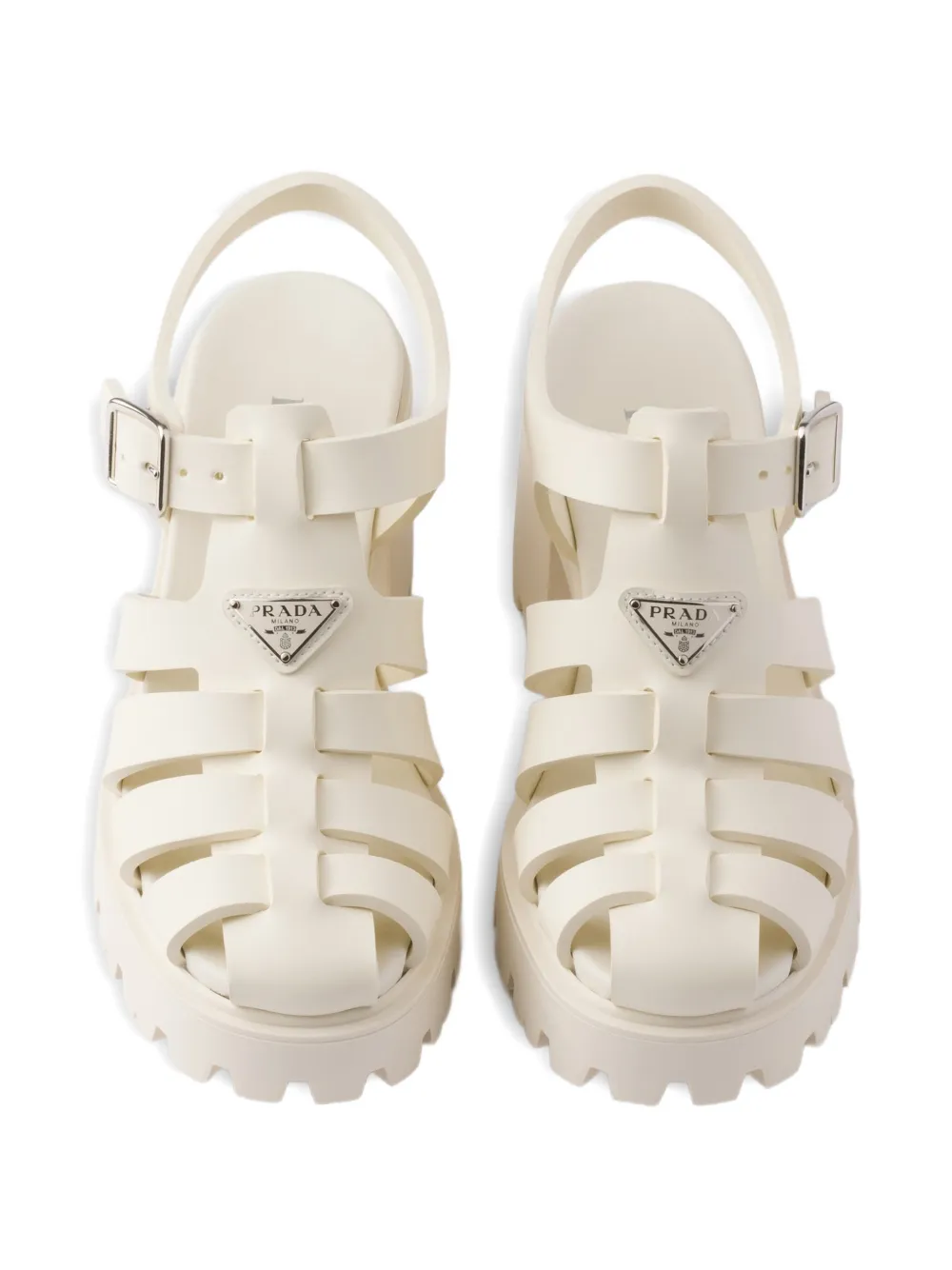 Prada rubber platform sandals Beige