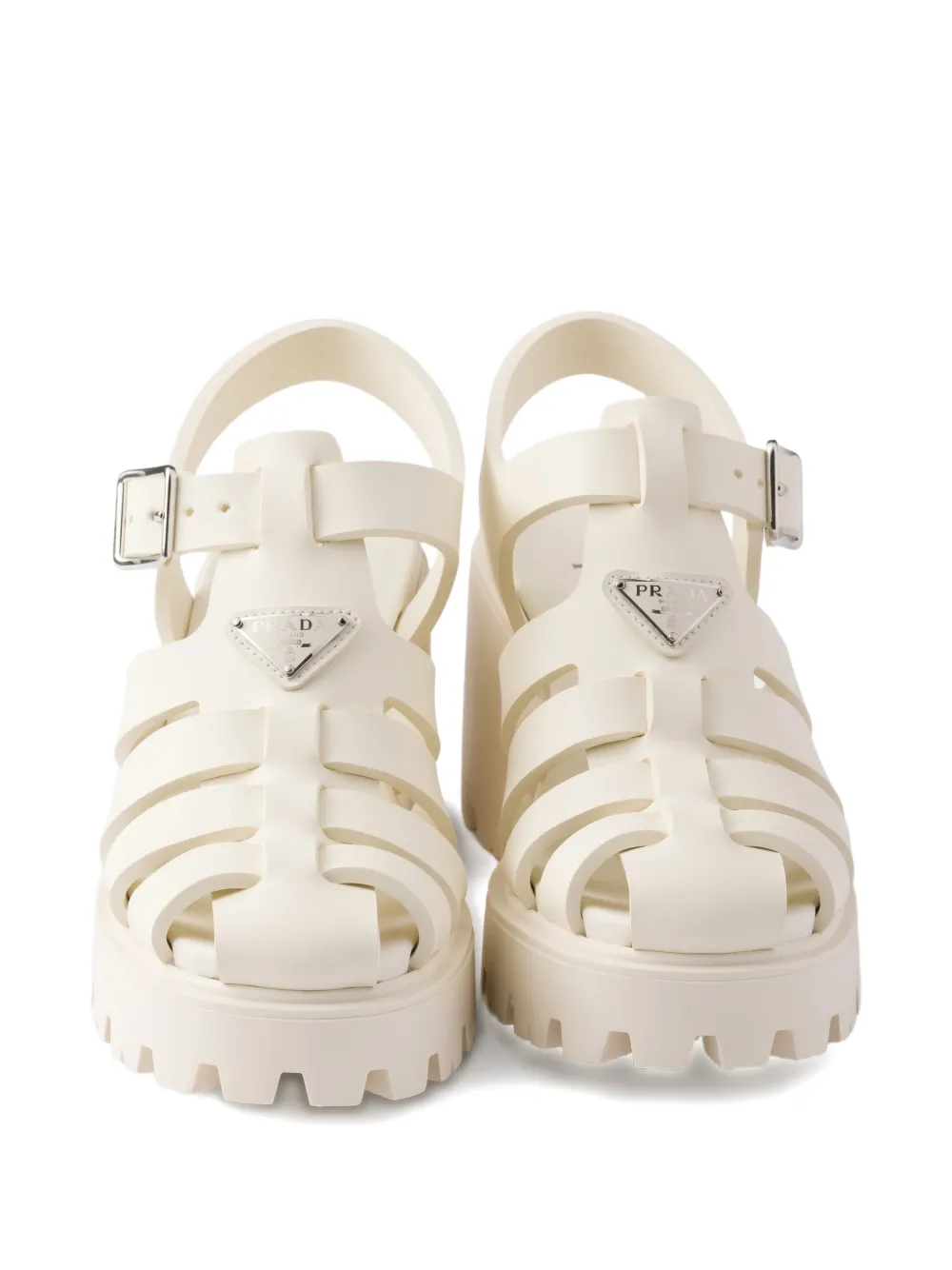 Prada rubber platform sandals Beige