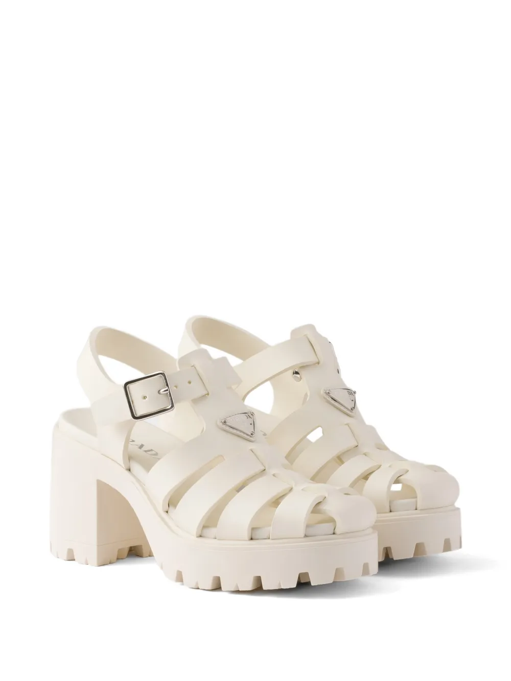 Prada rubber platform sandals Beige