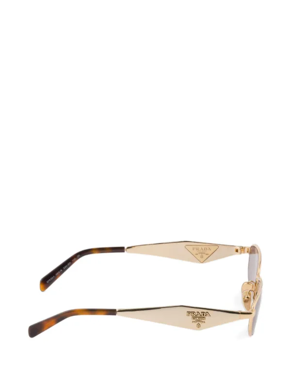 Prada Eyewear Sunglasses With Prada Logo | Gold | FARFETCH