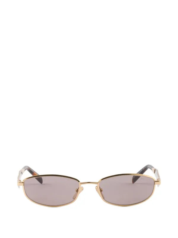Prada Cream Sculpted Temple Sunglasses with Gold Logo Prada Eyewear Sunglasses With Prada Logo | Gold | FARFETCH main image 4