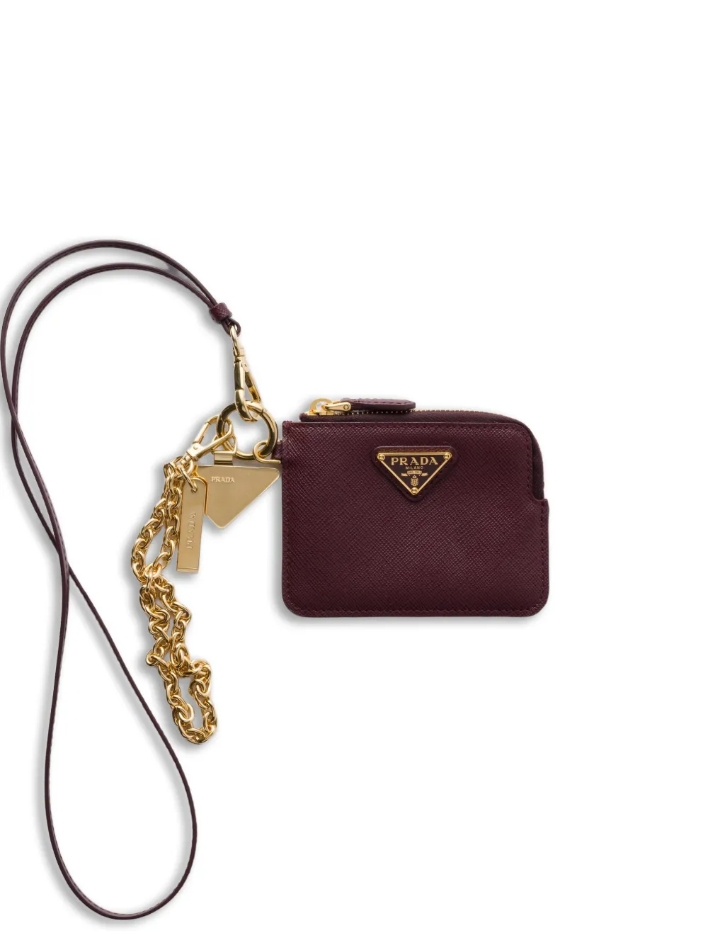 Prada Saffiano leather card holder with shoulder strap - Violett
