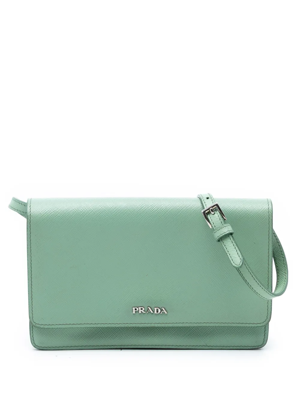 Prada Pre-Owned 2010-2026 Saffiano Wallet on Strap crossbody bag - Verde