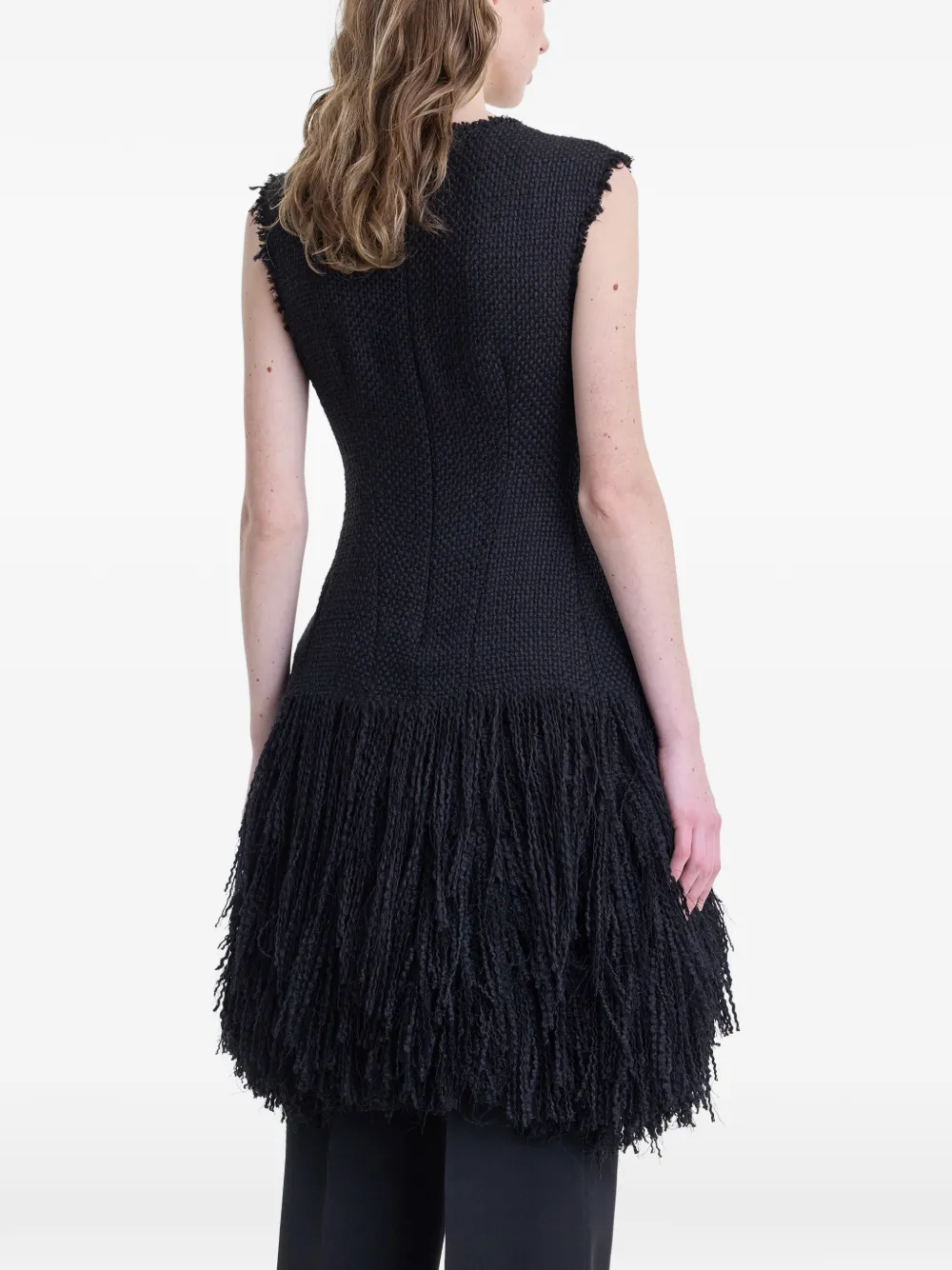 FFORME Talia midi-jurk met franje detail Zwart