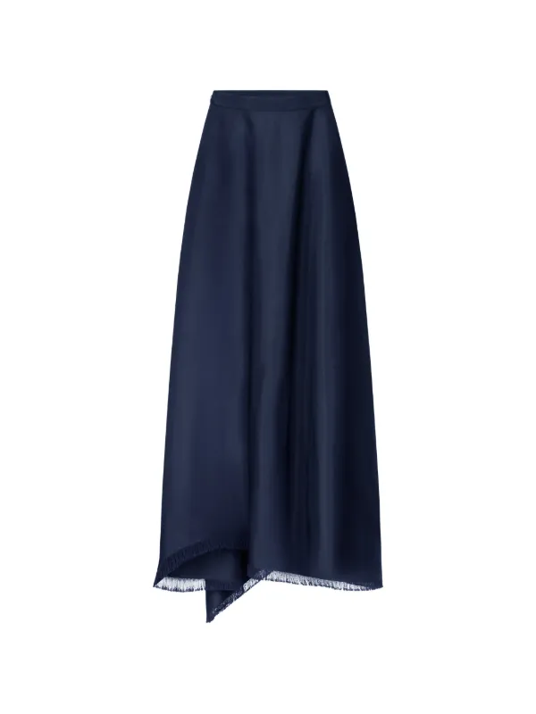 Fforme Ash Frayed Asymmetric Long Skirt in Black