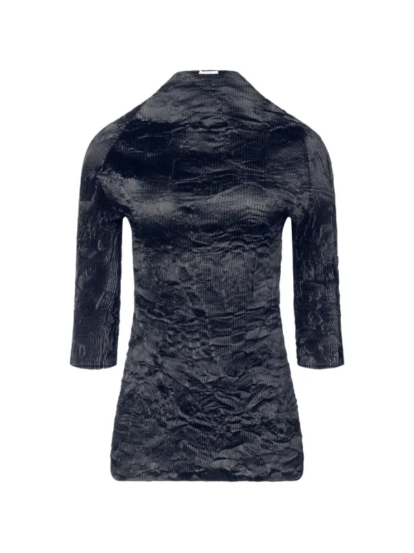 Fforme Dahlia Crinkled Plissé Blouse in Black