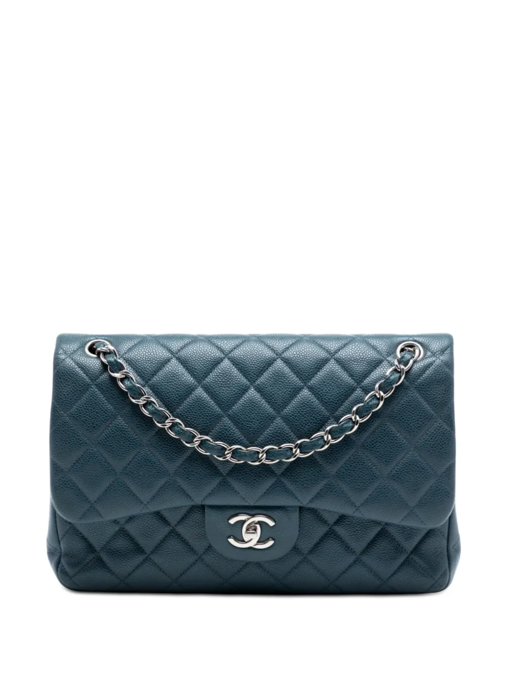 CHANEL Pre-Owned 2014-2015 Jumbo Classic Caviar Double Flap shoulder bag - Blu