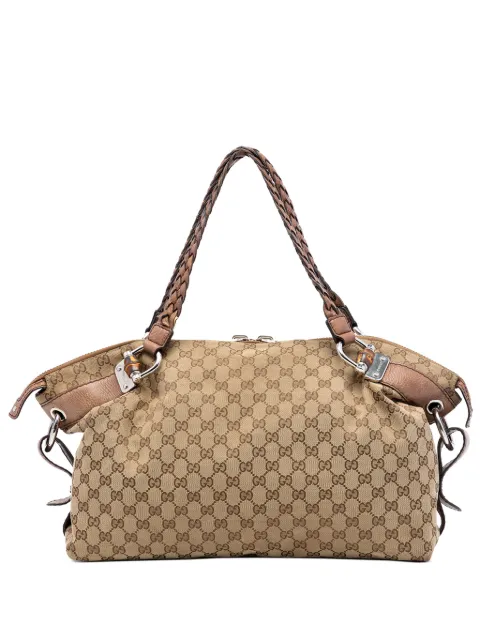 Gucci Pre-Owned 2016-2025 ミディアム GGキャンバス バンブー バー ハンドバッグ