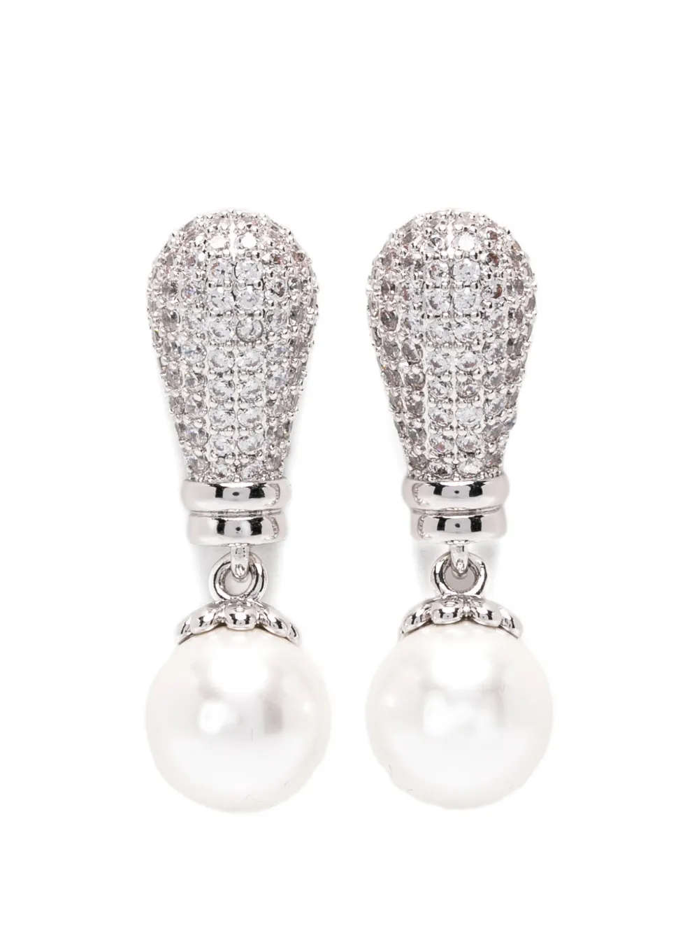 Self-Portrait Drio crystal-embellished pearl-drop earrings - Argento