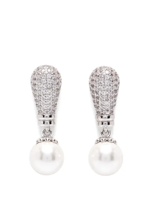 Self-Portrait Drio crystal-embellished pearl-drop earrings