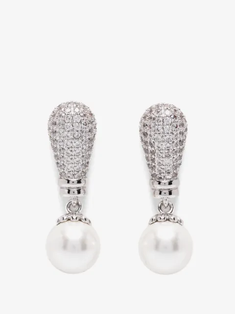 Self-Portrait Drio crystal-embellished pearl-drop earrings