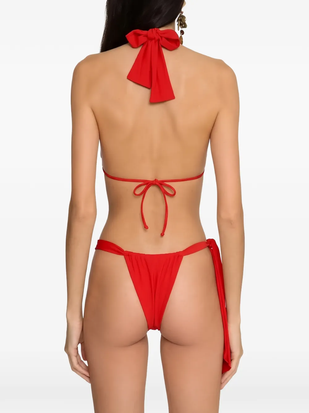 Amir Slama Bikini met halternek en strikdetail Rood