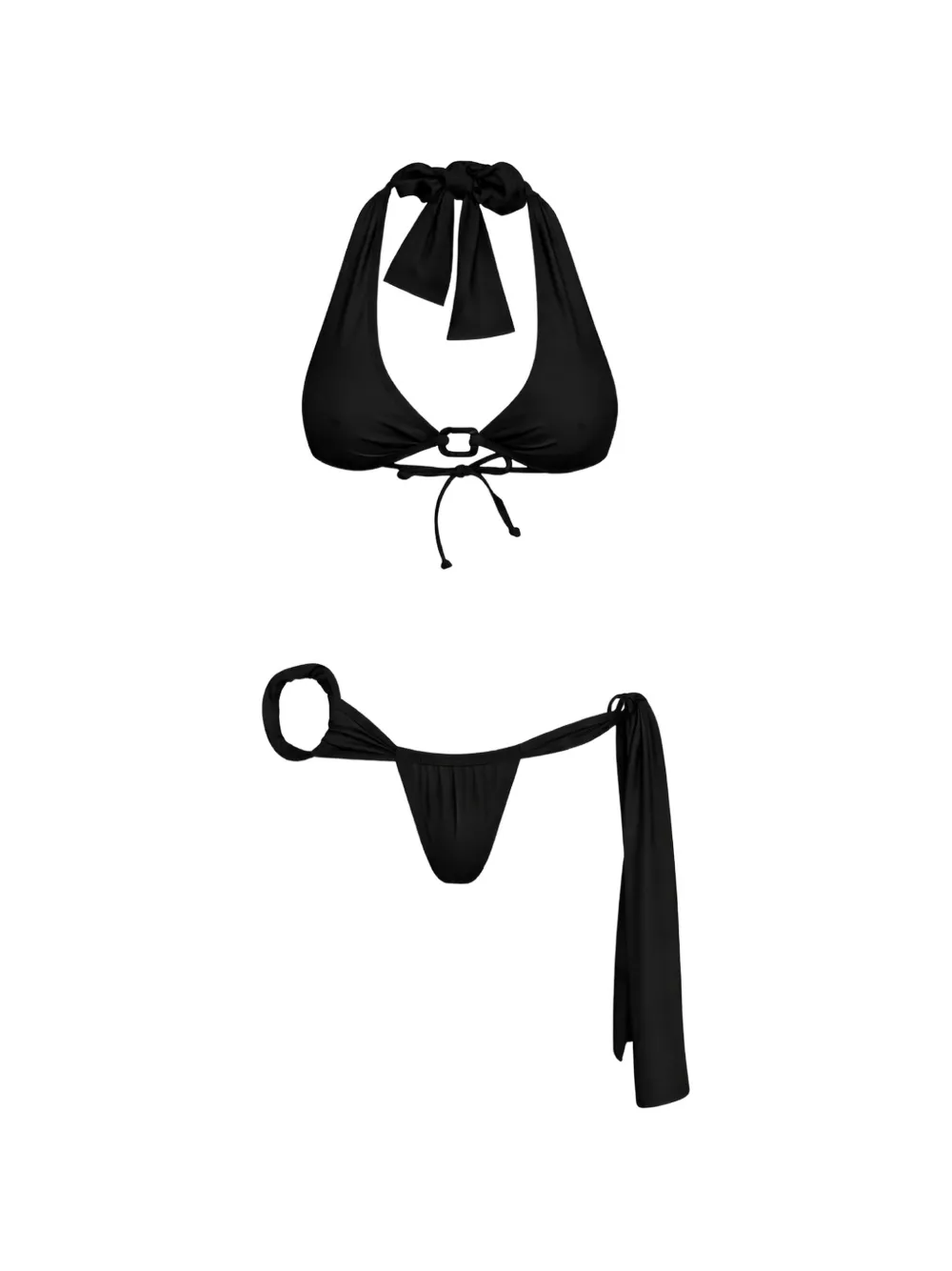 Amir Slama Bikini con scollo all'americana - Nero