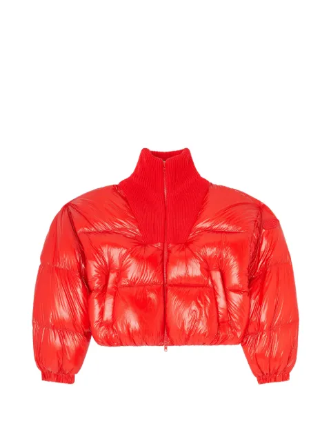 Diesel down puffer jacket in ripstop with knitted collar