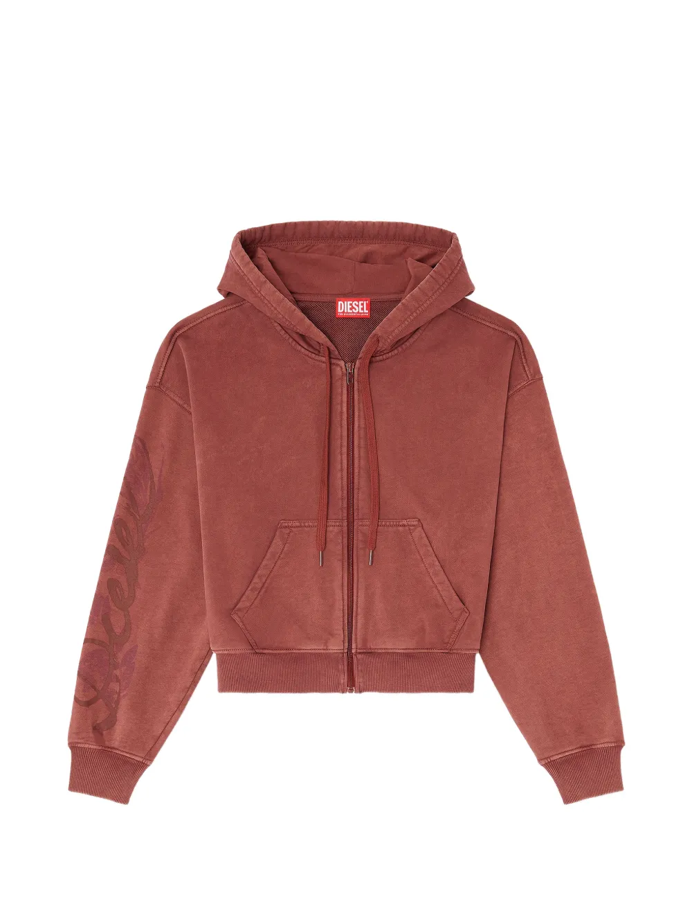 Diesel zip-up hoodie with puff-print floral logo