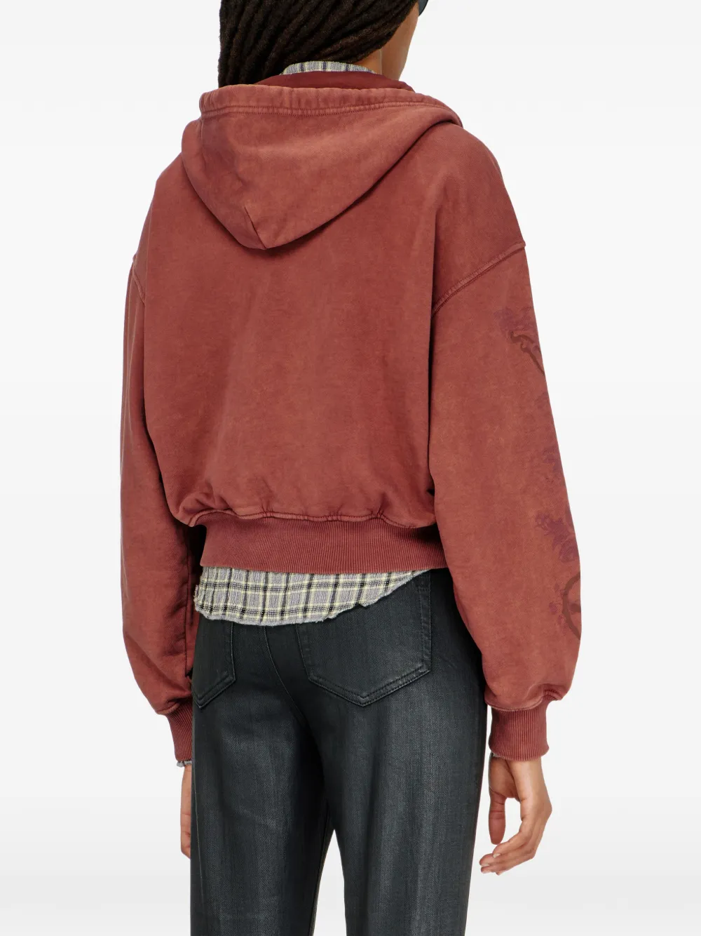 Diesel Hoodie met print en bloemenlogo en rits Rood