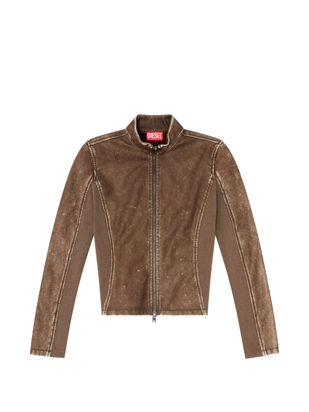 Diesel biker jacket with rib-knit inserts - Braun