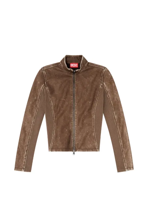 Diesel biker jacket with rib-knit inserts