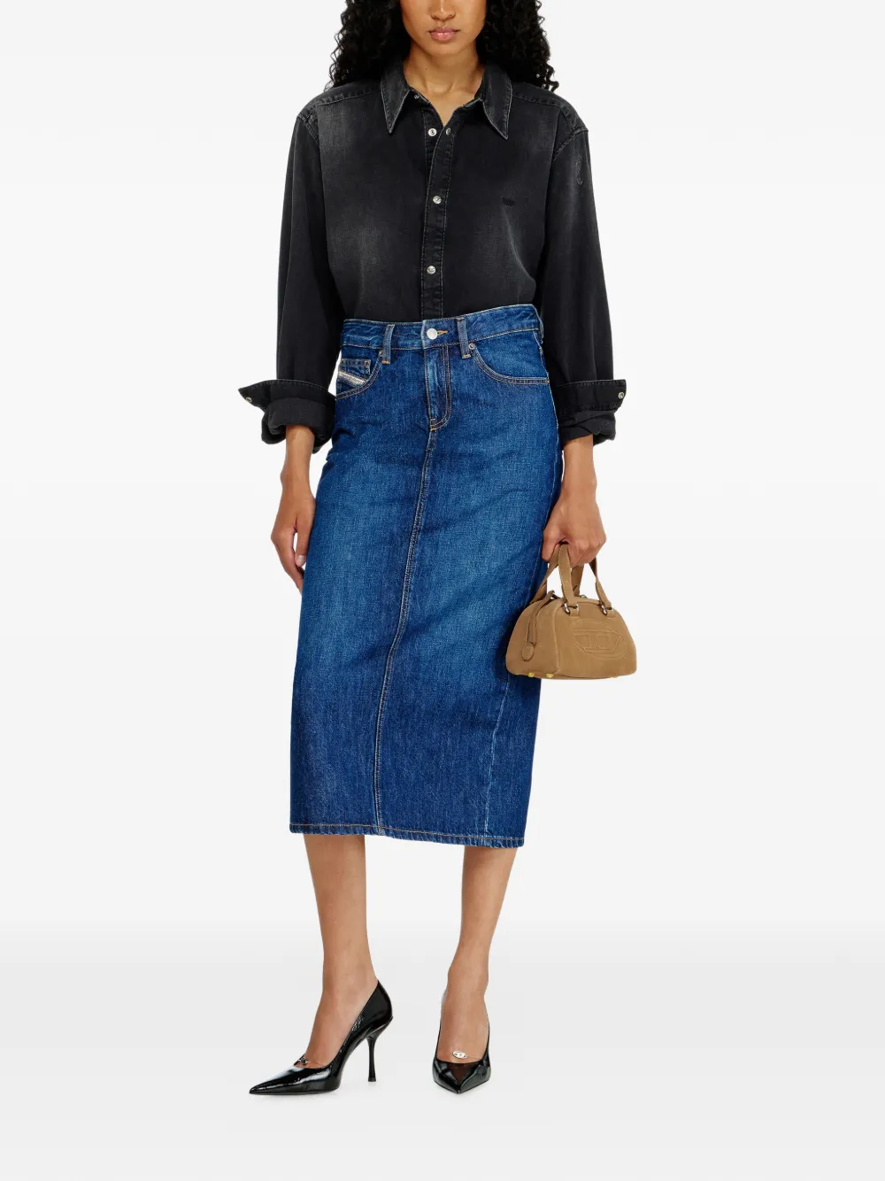 Diesel DE-SKYE-D rok met vijf zakken Blauw