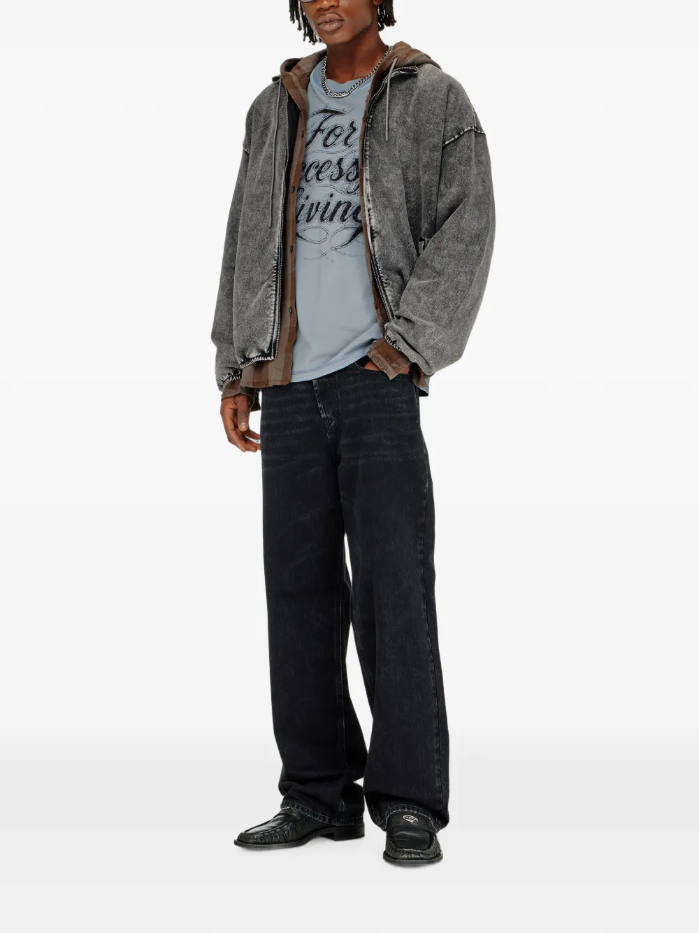 Diesel Sweater met denim-effect Grijs