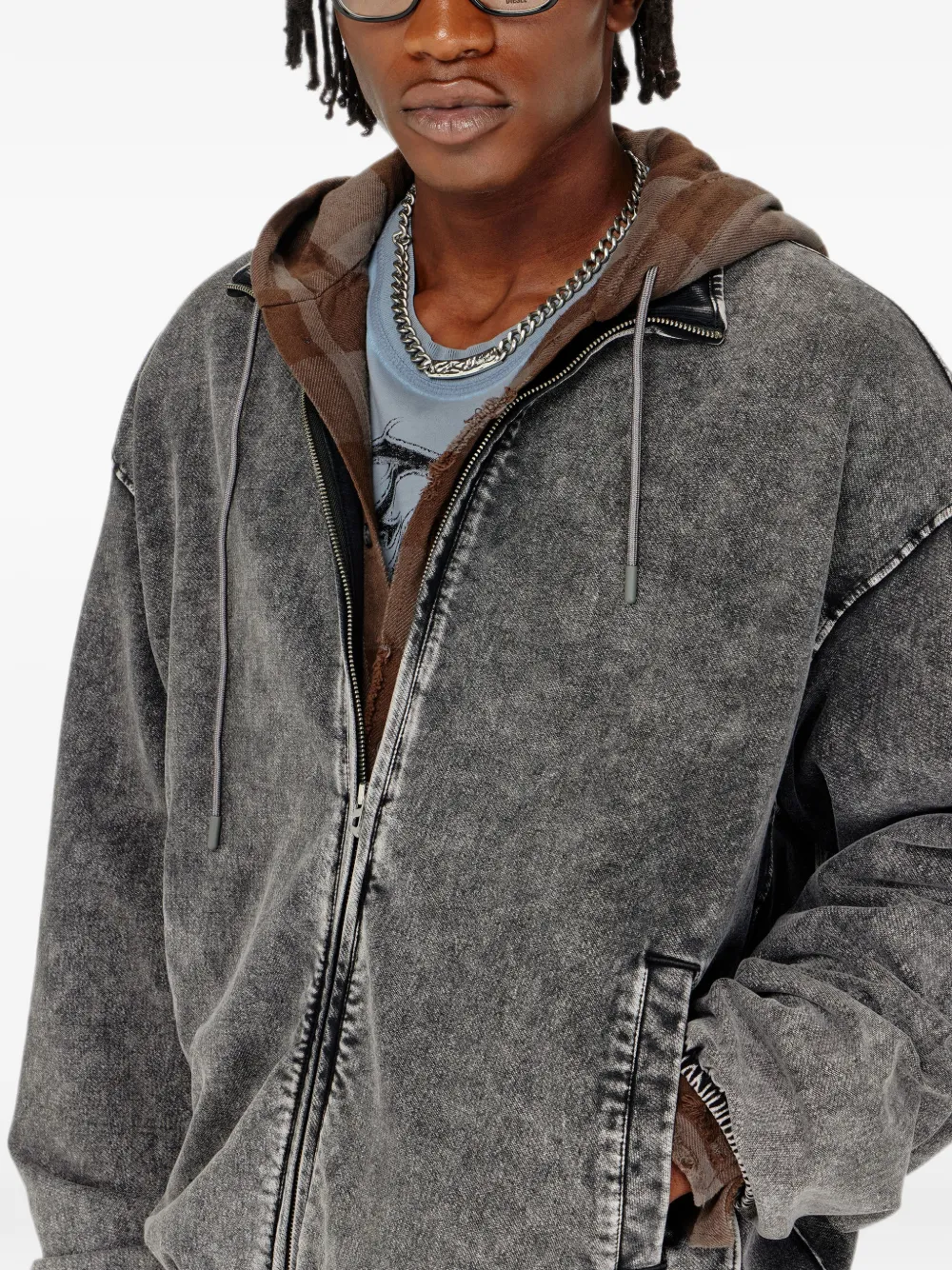 Diesel Sweater met denim-effect Grijs