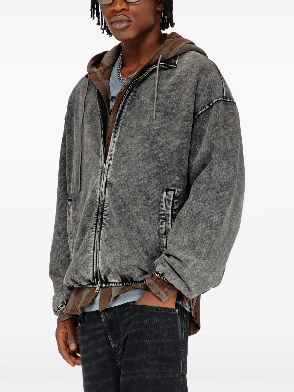 Diesel Sweater met denim-effect Grijs