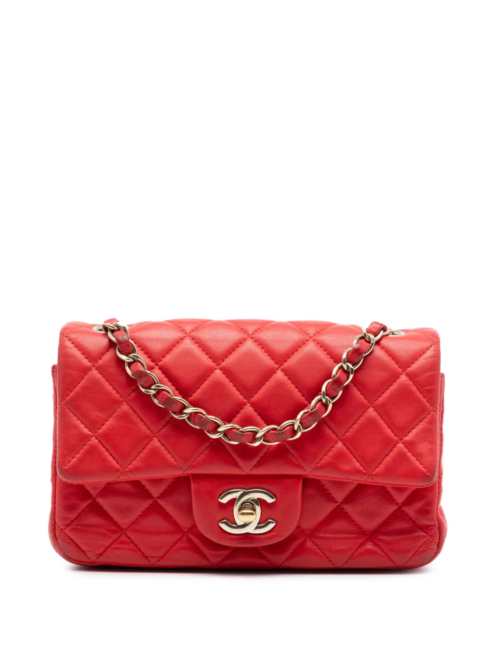 CHANEL Pre-Owned 2017-2018 Mini Rectangular Classic Lambskin Single Flap crossbody bag - Rosso