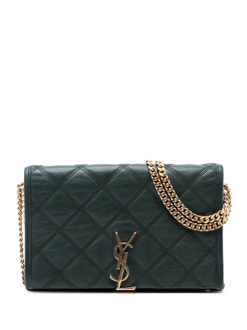 Saint Laurent Pre-Owned 2013-2025 Quilted Lambskin Diamond Becky Chain Wallet shoulder bag - Grün