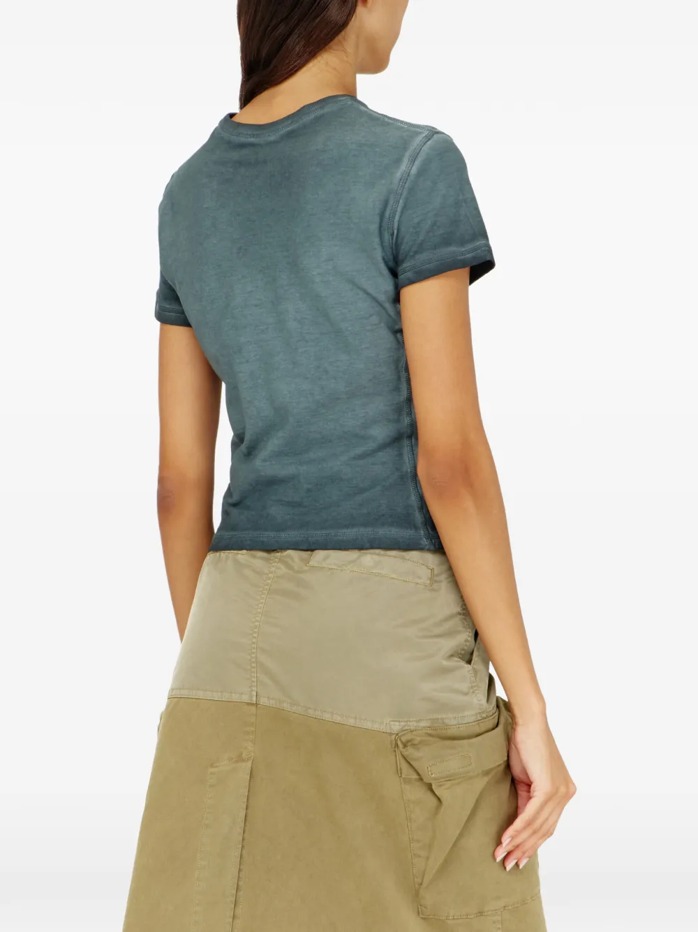 Diesel T-shirt met patches en microwafelzijkanten Blauw