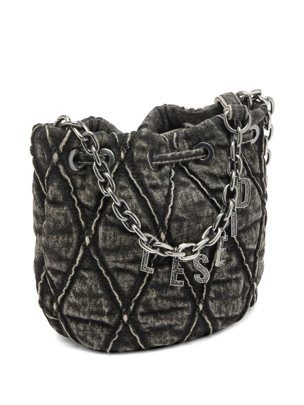 Diesel Charm-D gewatteerde bucket-tas Grijs
