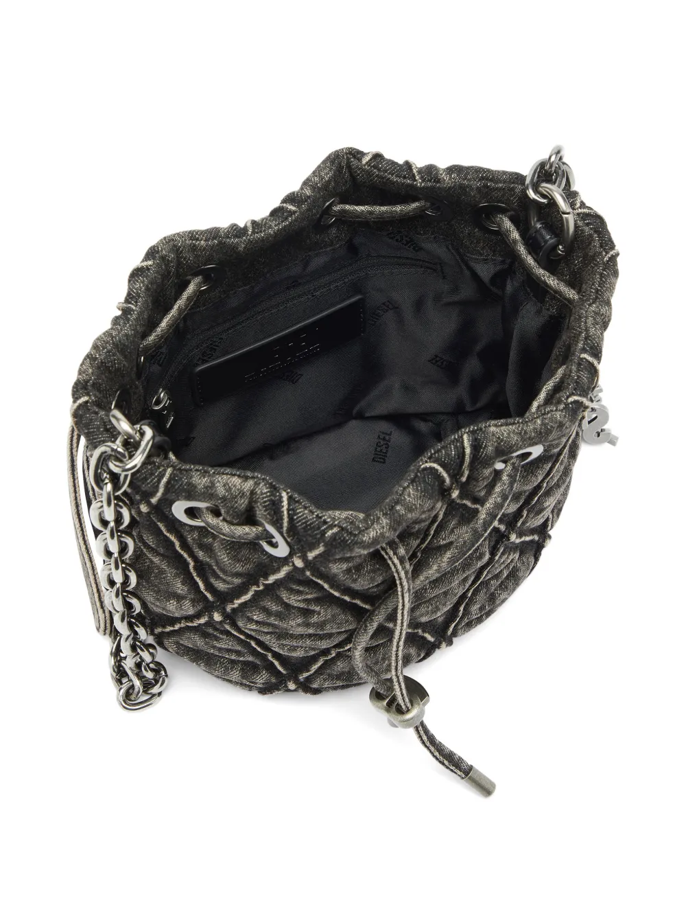 Diesel Charm-D gewatteerde bucket-tas Grijs