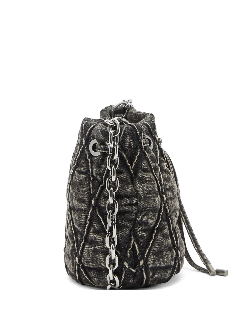 Diesel Borsa a secchiello Charm-D trapuntata - Grigio