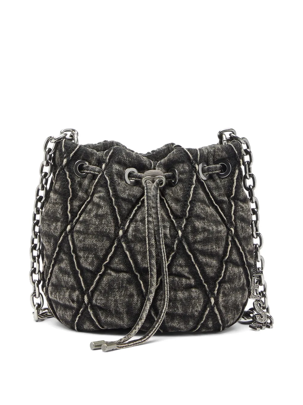 Diesel Charm-D gewatteerde bucket-tas Grijs