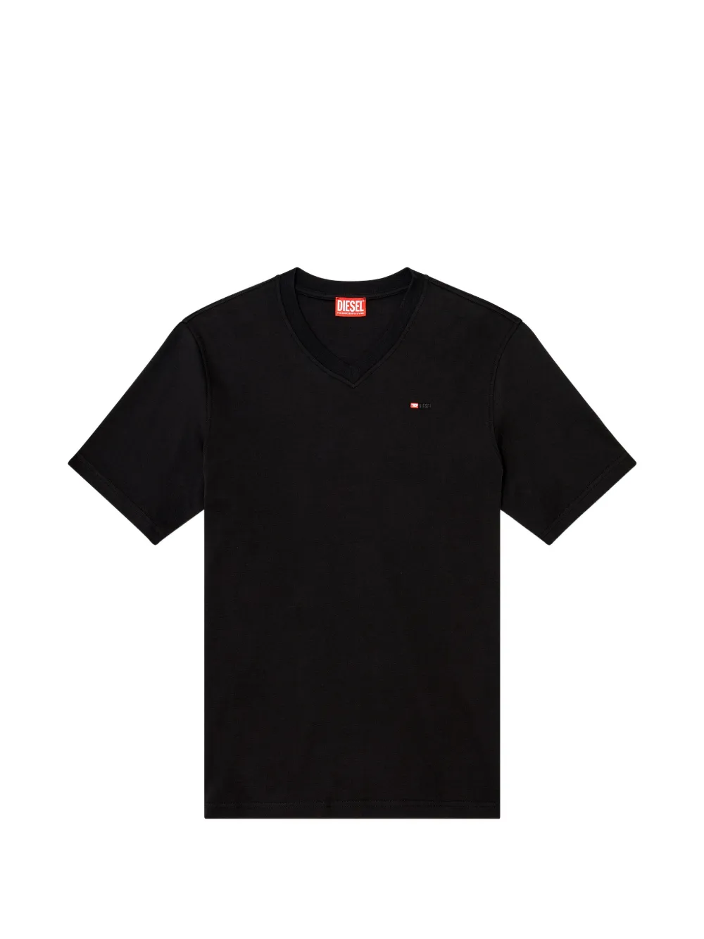 Diesel logo-embroidered V-neck cotton T-shirt - Nero