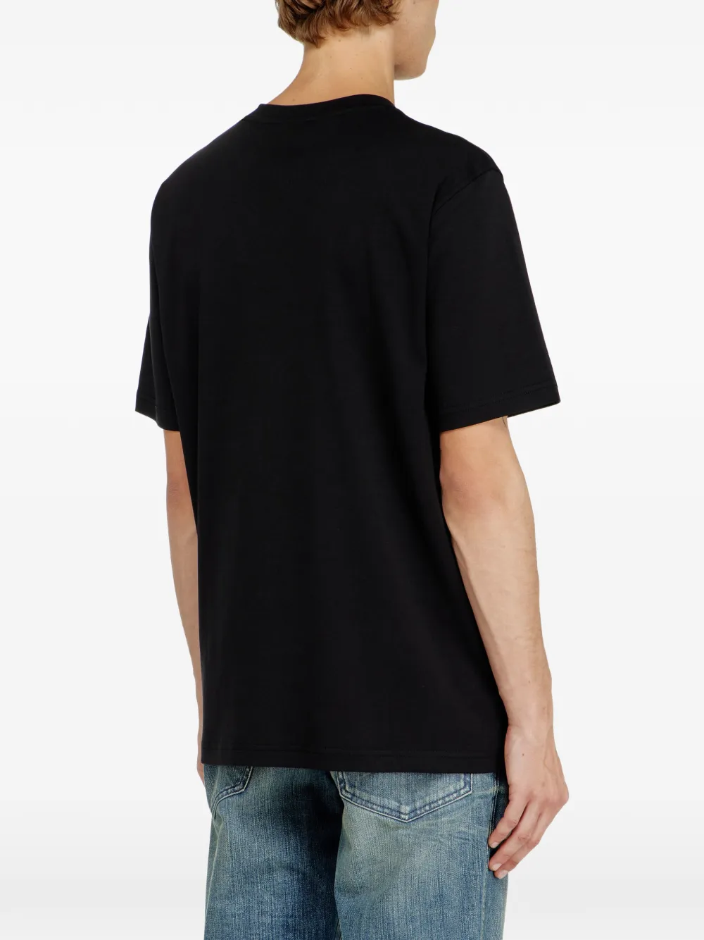 Diesel T-shirt met V-hals en geborduurd logo Zwart
