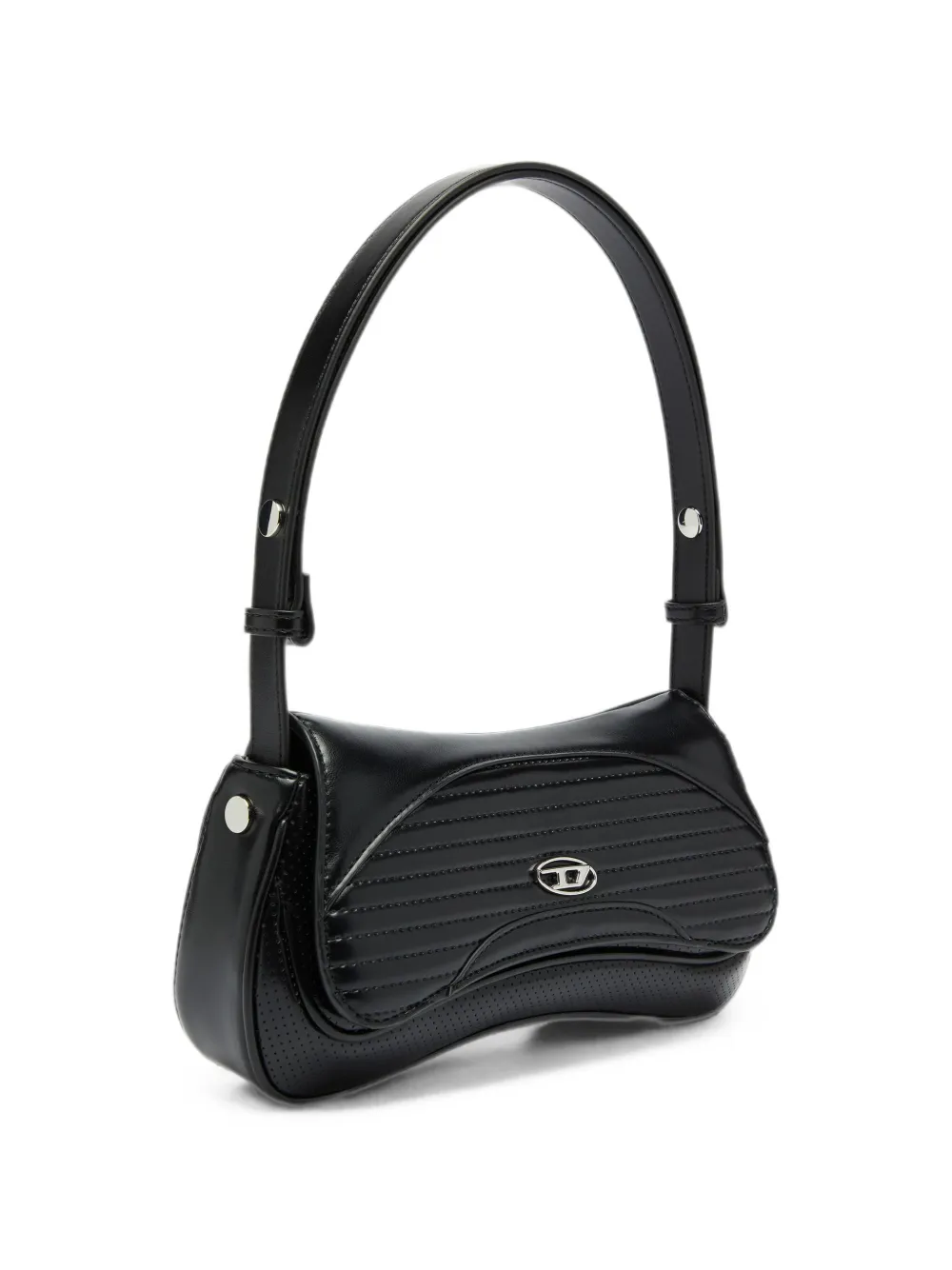 Diesel Play clutch van geperforeerde en gewatteerde PU Zwart