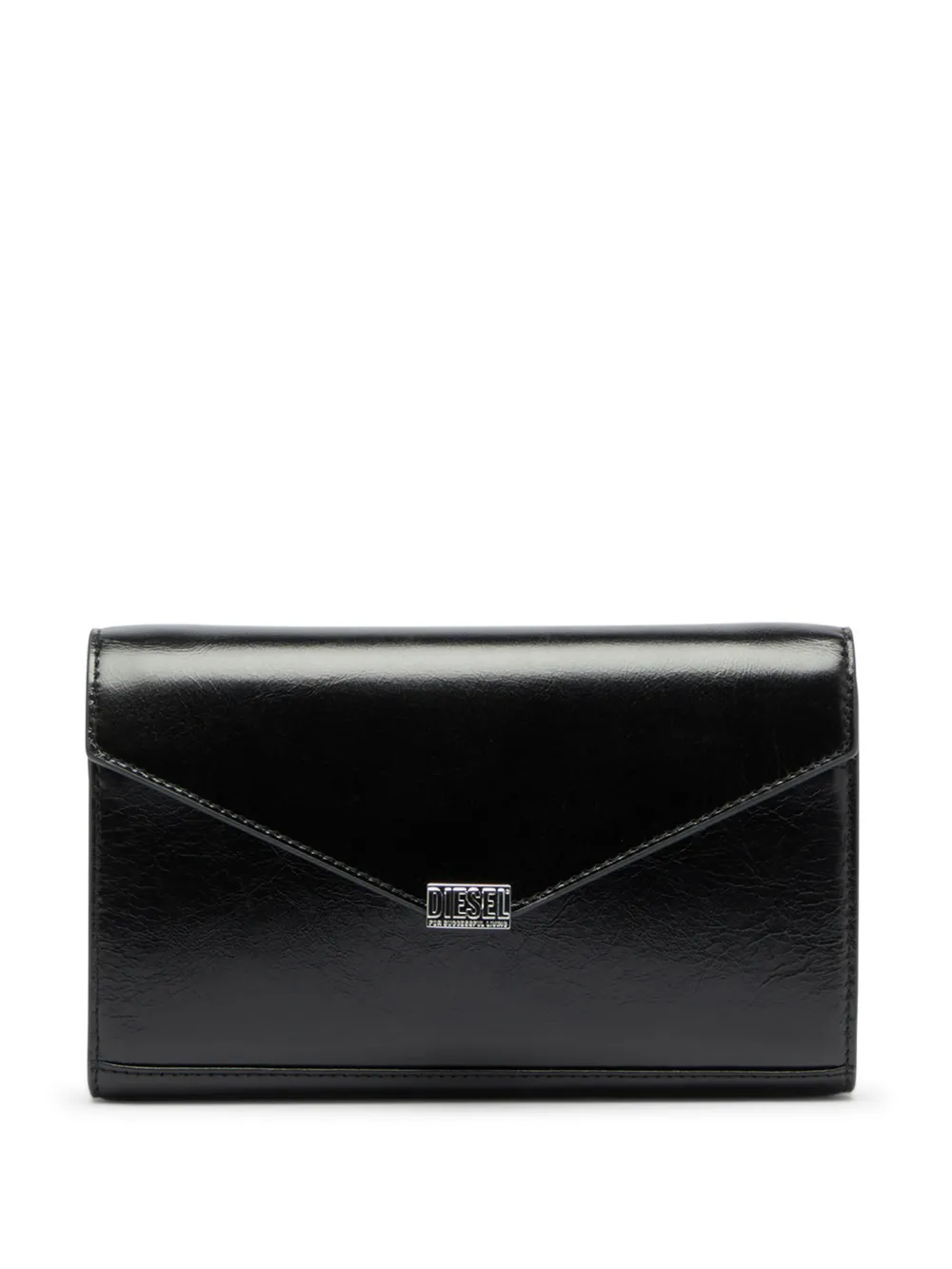 Diesel wallet purse in shiny wrinkled leather - Schwarz